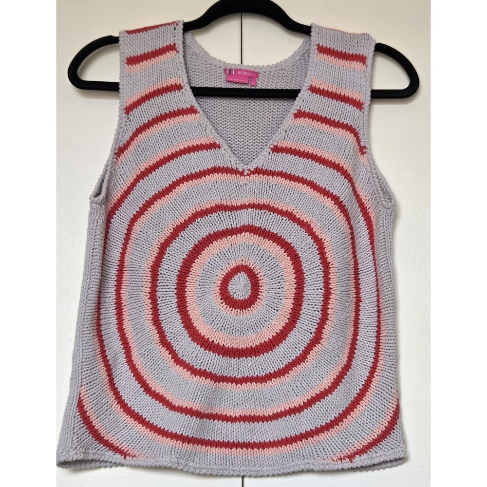BCBGirls Cotton Blend Sleeveless Top Spiral/ Bullseye Pattern Sz Med ~ EUC ~